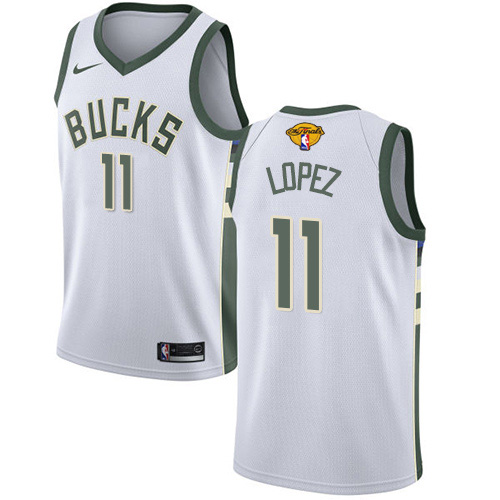 Nike Milwaukee Bucks #11 Brook Lopez Men’s 2021 NBA Finals Bound Swingman Association Edition Jersey White Youth->youth nba jersey->Youth Jersey