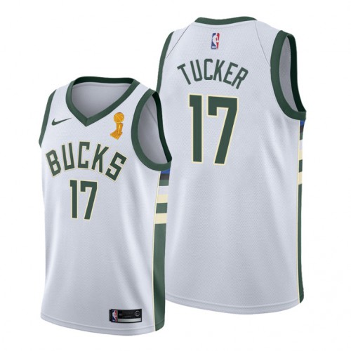 Nike Milwaukee Bucks #17 P.J. Tucker Youth 2021 NBA Finals Champions Swingman Association Edition Jersey White Youth->youth nba jersey->Youth Jersey