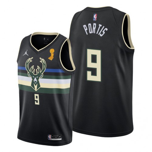 Milwaukee Milwaukee Bucks #9 Bobby Portis Youth 2021 NBA Finals Champions Swingman Statement Edition Jersey Black Youth->youth nba jersey->Youth Jersey