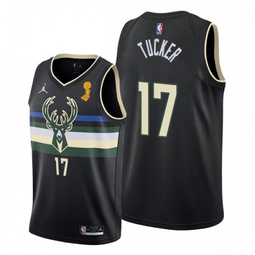 Milwaukee Milwaukee Bucks #17 P.J. Tucker Youth 2021 NBA Finals Champions Swingman Statement Edition Jersey Black Youth->youth nba jersey->Youth Jersey