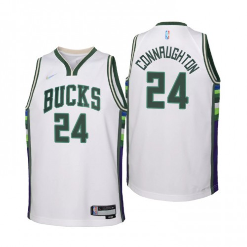 Milwaukee Milwaukee Bucks #24 Pat Connaughton Youth Nike White 2021/22 Swingman Jersey – City Edition Youth->youth nba jersey->Youth Jersey