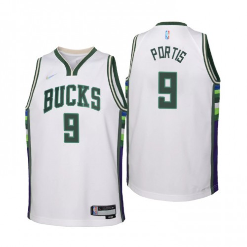 Milwaukee Milwaukee Bucks #9 Bobby Portis Youth Nike White 2021/22 Swingman Jersey – City Edition Youth->youth nba jersey->Youth Jersey