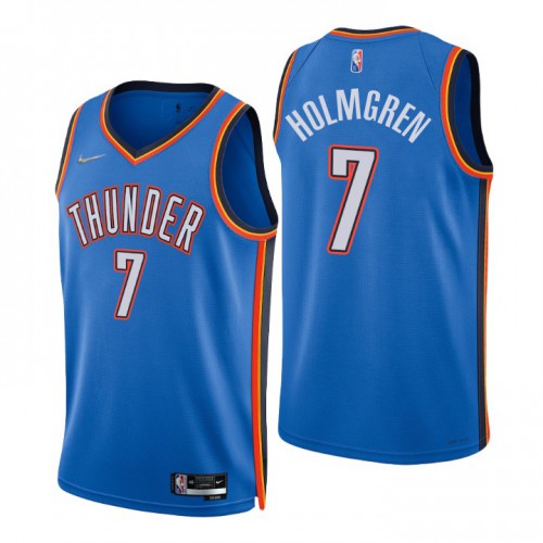 Nike Oklahoma City Thunder #7 Chet Holmgren Blue Youth 2021-22 NBA 75th Anniversary Diamond Swingman Jersey – Icon Edition Youth->youth nba jersey->Youth Jersey