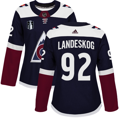 Adidas Colorado Avalanche #92 Gabriel Landeskog Navy Women’s 2022 Stanley Cup Final Patch Alternate Authentic Stitched NHL Jersey Womens->women nhl jersey->Women Jersey