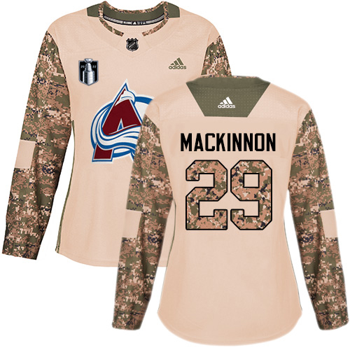 Adidas Colorado Avalanche #29 Nathan MacKinnon Camo Women’s 2022 Stanley Cup Final Patch Authentic Veterans Day Stitched NHL Jersey Womens->youth nhl jersey->Youth Jersey