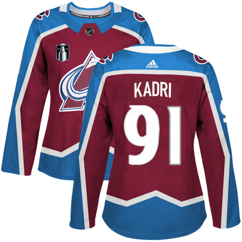 Adidas Colorado Avalanche #91 Nazem Kadri Burgundy Women’s 2022 Stanley Cup Final Patch Home Authentic Stitched NHL Jersey Womens->women nhl jersey->Women Jersey