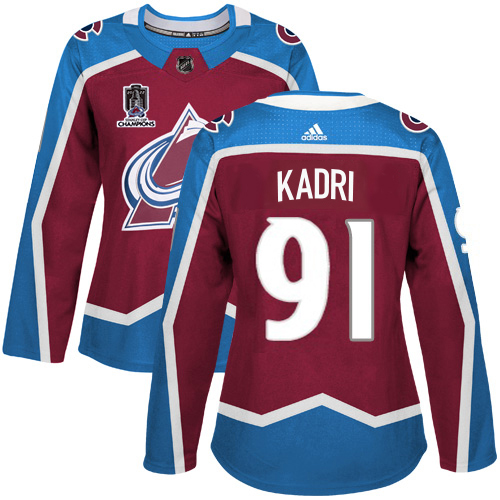 Adidas Colorado Avalanche #91 Nazem Kadri Burgundy Women’s 2022 Stanley Cup Champions Burgundy Home Authentic Stitched NHL Jersey Womens->women nhl jersey->Women Jersey