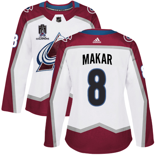 Adidas Colorado Avalanche #8 Cale Makar White Women’s 2022 Stanley Cup Champions Road Authentic Stitched NHL Jersey Womens->youth nhl jersey->Youth Jersey