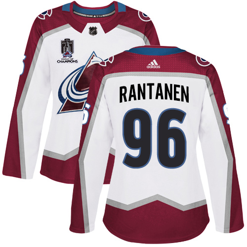 Adidas Colorado Avalanche #96 Mikko Rantanen White Women’s 2022 Stanley Cup Champions Road Authentic Stitched NHL Jersey Womens->women nhl jersey->Women Jersey