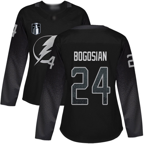 Adidas Tampa Bay Lightning #24 Zach Bogosian Black 2022 Stanley Cup Final Patch Women’s Alternate Authentic Stitched NHL Jersey Womens->youth nhl jersey->Youth Jersey