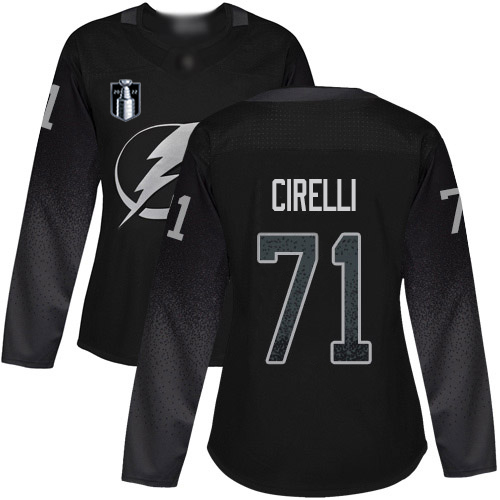 Adidas Tampa Bay Lightning #71 Anthony Cirelli Black 2022 Stanley Cup Final Patch Women’s Alternate Authentic Stitched NHL Jersey Womens->youth nhl jersey->Youth Jersey