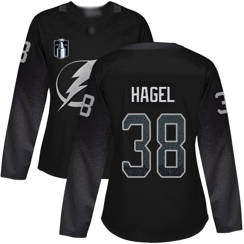 Adidas Tampa Bay Lightning #38 Brandon Hagel Black Women’s 2022 Stanley Cup Final Patch Alternate Authentic Stitched NHL Jersey Womens->youth nhl jersey->Youth Jersey