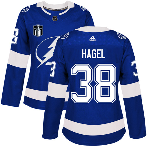 Adidas Tampa Bay Lightning #38 Brandon Hagel Blue Women’s 2022 Stanley Cup Final Patch Home Authentic Stitched NHL Jersey Womens->youth nhl jersey->Youth Jersey