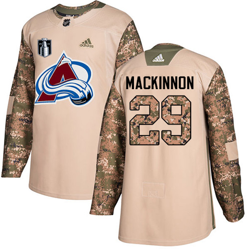 Adidas Colorado Avalanche #29 Nathan MacKinnon Youth 2022 Stanley Cup Final Patch Veterans Day Stitched NHL Jersey Youth->youth nhl jersey->Youth Jersey