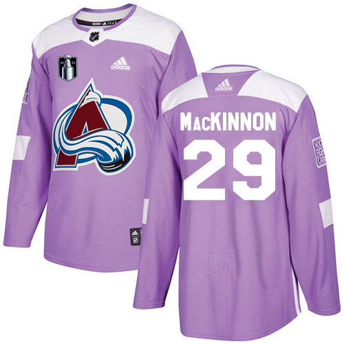 Adidas Colorado Avalanche #29 Nathan MacKinnon Purple Youth 2022 Stanley Cup Final Patch Authentic Fights Cancer Stitched NHL Jersey Youth->youth nhl jersey->Youth Jersey