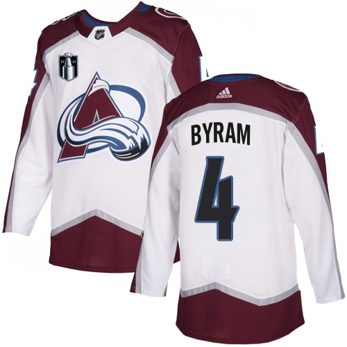 Adidas Colorado Avalanche #4 Bowen Byram White Youth 2022 Stanley Cup Final Patch Road Authentic Stitched NHL Jersey Youth->youth nhl jersey->Youth Jersey