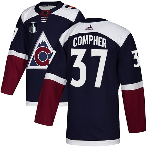 Adidas Colorado Avalanche #37 J.T. Compher Navy Youth 2022 Stanley Cup Final Patch Alternate Authentic Stitched NHL Jersey Youth->youth nhl jersey->Youth Jersey