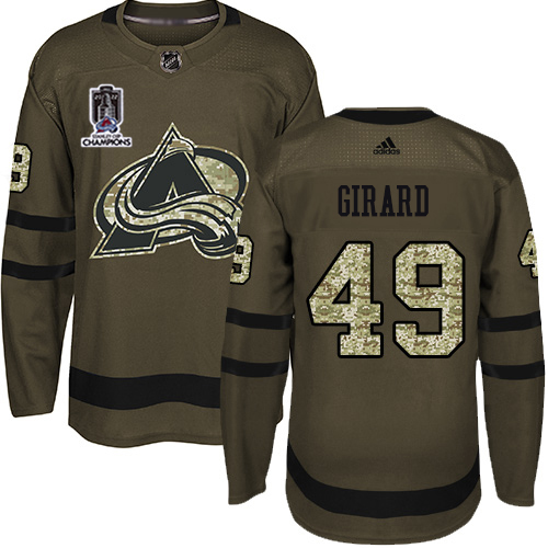 Adidas Colorado Avalanche #49 Samuel Girard Green Youth 2022 Stanley Cup Champions Salute To Service Stitched NHL Jersey Youth->youth nhl jersey->Youth Jersey