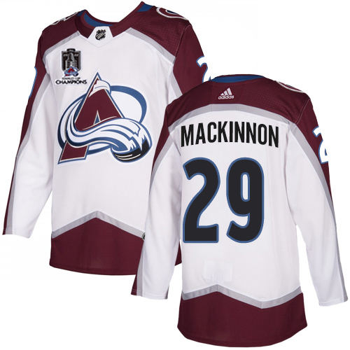 Adidas Colorado Avalanche #29 Nathan MacKinnon White Youth 2022 Stanley Cup Champions Road Authentic Stitched NHL Jersey Youth->youth nhl jersey->Youth Jersey