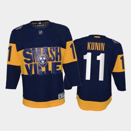 Adidas Nashville Predators #11 Luke Kunin Youth 2022 Stadium Series Game NHL Jersey – Navy Youth->nashville predators->NHL Jersey