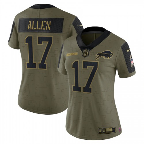 Buffalo Buffalo Bills #17 Josh Allen Olive Nike Women’s 2021 Salute To Service Limited Player Jersey Womens->women nfl jersey->Women Jersey