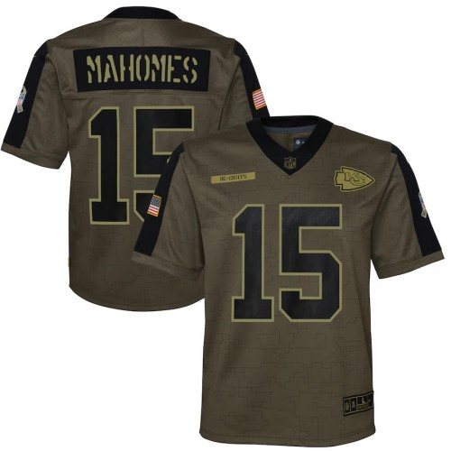 Kansas City Kansas City Chiefs #15 Patrick Mahomes Olive Nike Youth 2021 Salute To Service Game Jersey Youth->women nfl jersey->Women Jersey