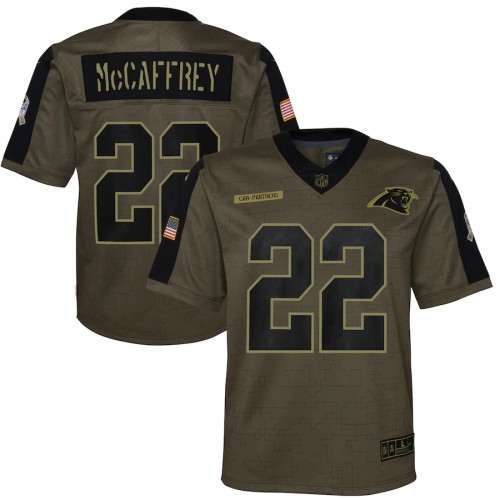 Carolina Carolina Panthers #22 Christian McCaffrey Olive Nike Youth 2021 Salute To Service Game Jersey Youth->youth nba jersey->Youth Jersey
