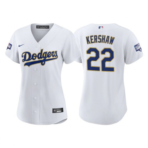 Los Angeles Los Angeles Dodgers #22 Clayton Kershaw Women’s Nike 2021 Gold Program World Series Champions MLB Jersey Whtie Womens->women mlb jersey->Women Jersey