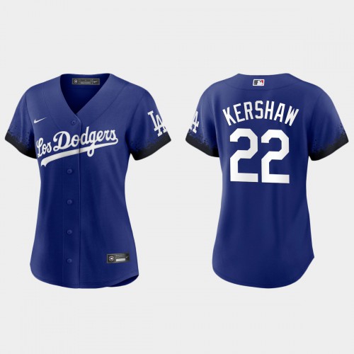 Los Angeles Los Angeles Dodgers #22 Clayton Kershaw Nike Women’s 2021 City Connect MLB Jersey Royal Womens->women mlb jersey->Women Jersey