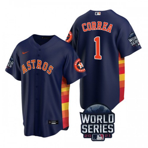 Houston Houston Astros #1 Carlos Correa Youth Nike 150th Anniversary 2021 World Series Authentic MLB Jersey – Navy Youth->youth mlb jersey->Youth Jersey