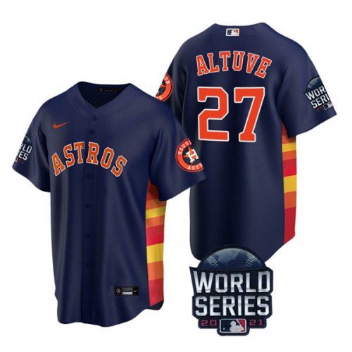 Houston Houston Astros #27 Jose Altuve Youth Nike 150th Anniversary 2021 World Series Authentic MLB Jersey – Navy Youth->houston astros->MLB Jersey