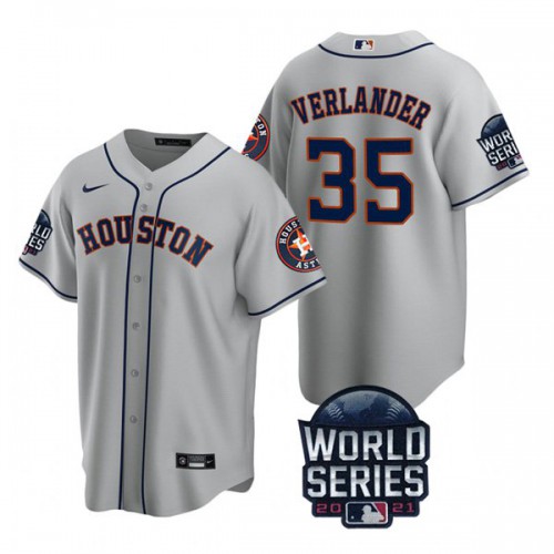 Houston Houston Astros #35 Justin Verlander Youth Nike 150th Anniversary 2021 World Series Authentic MLB Jersey – Gray Youth->houston astros->MLB Jersey
