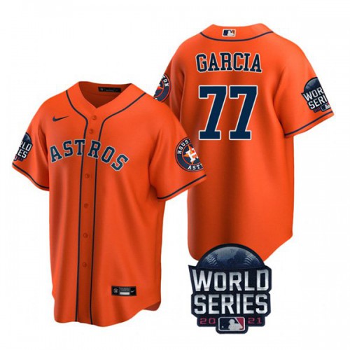 Houston Houston Astros #77 Luis Garcia Youth Nike 150th Anniversary 2021 World Series Game MLB Jersey – Orange Youth->houston astros->MLB Jersey
