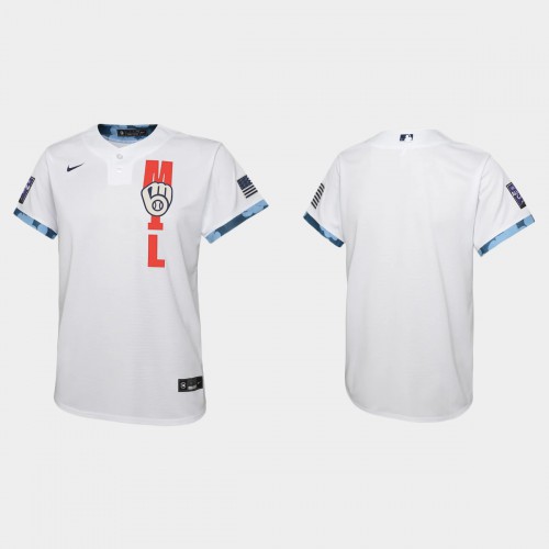 Milwaukee Milwaukee Brewers Youth 2021 Mlb All Star Game White Jersey Youth->milwaukee brewers->MLB Jersey