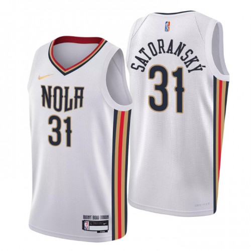 New Orleans New Orleans Pelicans #31 Tomas Satoransky Men’s Nike White 2021/22 Swingman NBA Jersey – City Edition Men’s->youth nba jersey->Youth Jersey