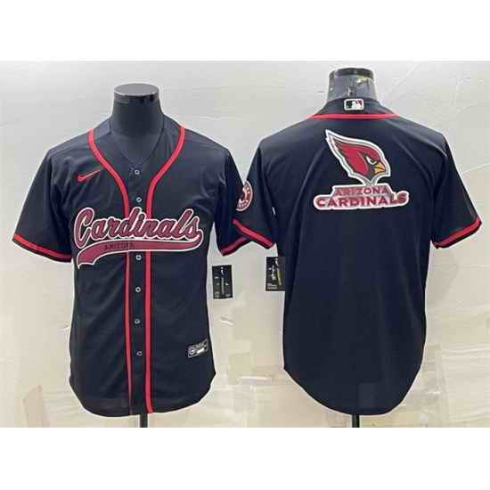 Men Arizona Cardinals Black Team Big Logo With Patch Cool Base Stitched Baseball Jersey->baltimore ravens->NFL Jersey