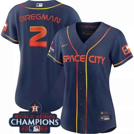 Women Houston Astros #2 Alex Bregman Navy 2022 World Series Champions City Connect Stitched Baseball Jersey->philadelphia phillies->MLB Jersey