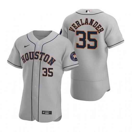 Men Houston Astros #35 Justin Verlander Gray Flex Base Stitched JerseyS->houston astros->MLB Jersey