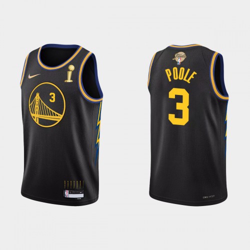 Golden State Golden State Warriors #3 ordan Poole Men’s Nike Black 2021-22 NBA Finals Champions Swingman Jersey Men’s->golden state warriors->NBA Jersey