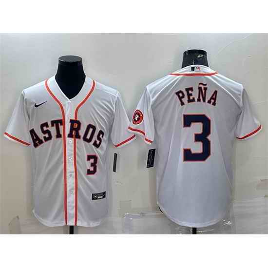 Men Houston Astros #3 Jeremy Pena White With Patch Cool Base Stitched Jersey->houston astros->MLB Jersey