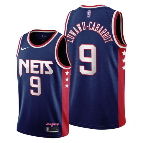 Brooklyn Brooklyn Nets #9 Timothe Luwawu-Cabarrot Women’s 2021-22 City Edition Throwback 90s Wordmark Navy NBA Jersey Womens->brooklyn nets->NBA Jersey