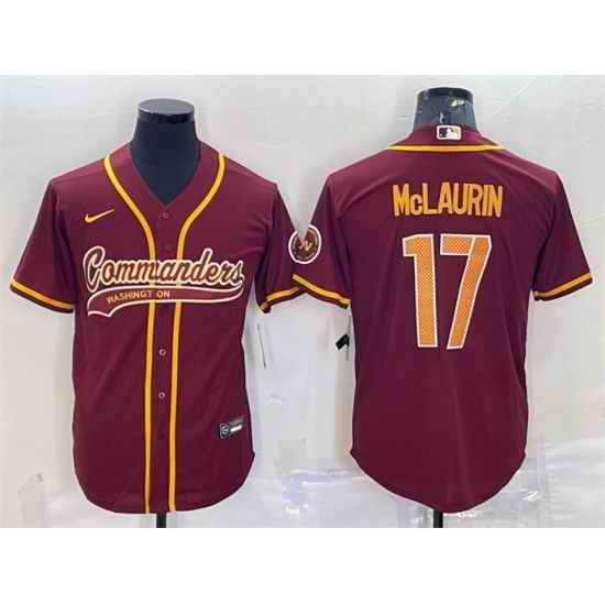 Men Washington Commanders #17 Terry McLaurin Burgundy With Patch Cool Base Stitched Baseball Jersey->washington commanders->NFL Jersey