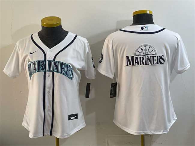 Women%27s Seattle Mariners Team Big Logo White Cool Base Stitched Jersey Dzhi->mlb womens jerseys->MLB Jersey