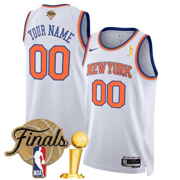 Men%27s New Yok Knicks Active Player Custom White 2026 Finals Patch And Finals Champions Patch Association Edition Stitched Basketball Jersey->->Custom Jersey