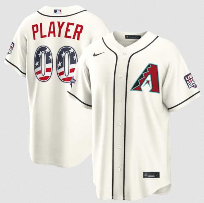 Men%27s Arizona Diamondbacks Active Player Custom Cream 2026 All-Star Edition Stars & Stripes & USA 250 Fourth of July Home Stadium Stitched Baseball Jersey->customized nhl jersey->Custom Jersey