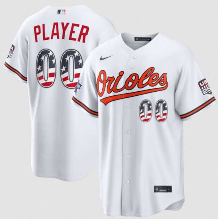 Men%27s Baltimore Orioles Active Player Custom White 2026 All-Star Edition Stars & Stripes & USA 250 Fourth of July Home Stadium Stitched Baseball Jersey->customized mlb jersey->Custom Jersey