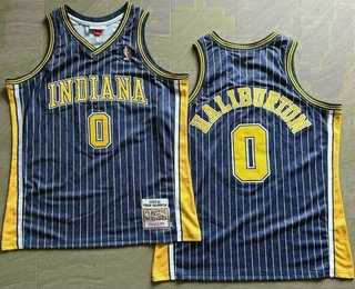 Mens Indiana Pacers #0 Tyrese Haliburton Black Stripes Hollywood Classic Throwback AU Jersey Mens Indiana Pacers #0 Tyrese Haliburton Black Stripes Hollywood Classic Throwback AU Jersey
