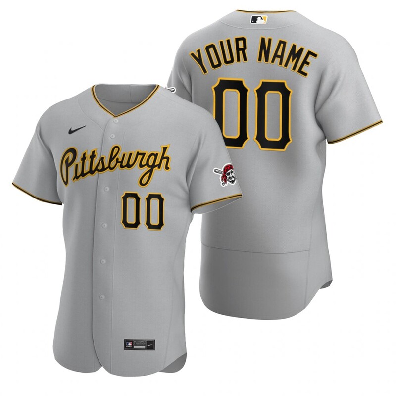 Mens Pittsburgh Pirates Custom Nike Gray Stitched MLB Flex Base 2020 Road Jersey->customized mlb jersey->Custom Jersey