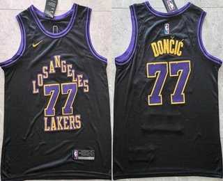 Mens Los Angeles Lakers #77 Luka Doncic Black 2025 City Swingman Jersey Mens Los Angeles Lakers #77 Luka Doncic Black 2025 City Swingman Jersey