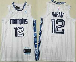 Mens Memphis Grizzlies #12 Ja Morant White 2025 City Sponsor Swingman Jersey Mens Memphis Grizzlies #12 Ja Morant White 2025 City Sponsor Swingman Jersey